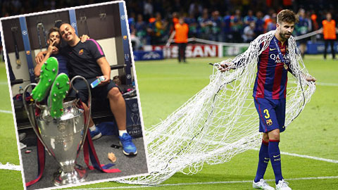 Pique hút xì gà, gác chân lên cúp vô địch Champions League Pique hút xì gà, gác chân lên cúp vô địch Champions League