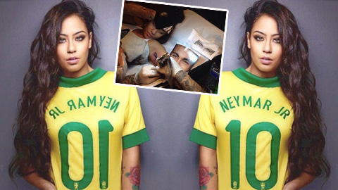 Em gái xăm hình Neymar lên cánh tay Em gái xăm hình Neymar lên cánh tay