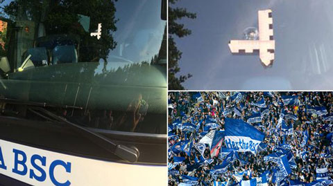 Xe bus chở các cầu thủ Hertha Berlin bị bắn Xe bus chở các cầu thủ Hertha Berlin bị bắn