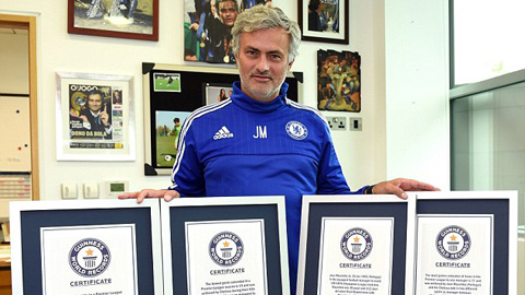 HLV Mourinho vinh dự nhận 4 kỷ lục Guinness HLV Mourinho vinh dự nhận 4 kỷ lục Guinness