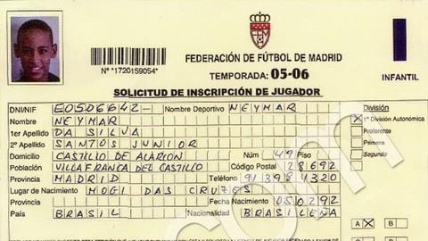Giấy chứng minh về việc Neymar từng tập luyện và ký hợp đồng với Real