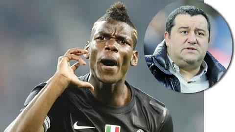 Pogba đang trở thành công cụ để “cò” Raiola (ảnh nhỏ) kiếm chác