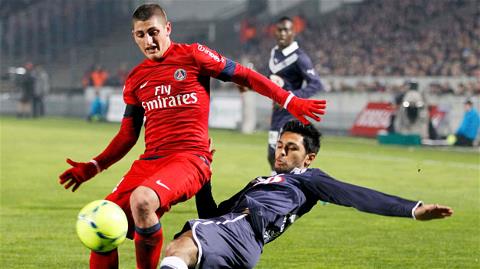 Không dễ để Verratti (trên) và đồng đội giành trọn 3 điểm trên sân của Bordeaux