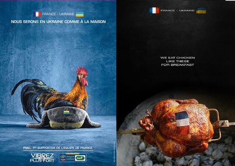Ukraine và Pháp lôi... gà ra để chế giễu nhau
