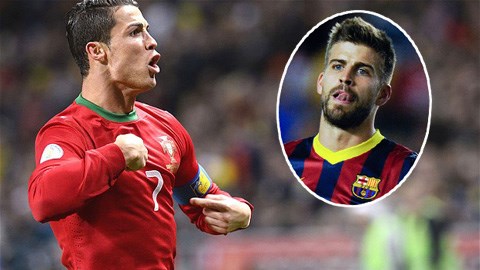Gerard Pique (ảnh nhỏ) cho rằng Ronaldo là cầu thủ đáng được điểm 10