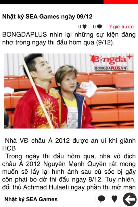 Ứng dụng Bongdaplus sôi động cùng SEA Games 27