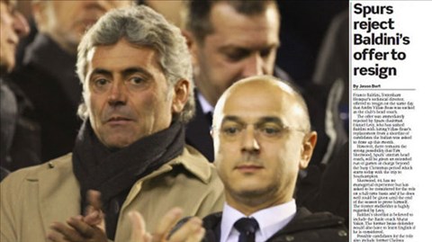 Baldini (trái) không được phép rời Spurs