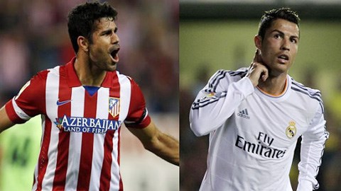 Diego Costa (trái) và Cris Ronaldo là 2 chân sút xuất sắc nhất tại La Liga tính đến hết 17 vòng đầu mùa 2013/14
