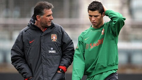 Queiroz và Ronaldo khi còn làm việc chung ở ĐT Bồ Đào Nha