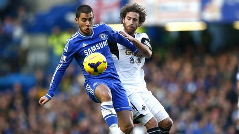 Eden Hazard (trái), tác giả của bàn thắng duy nhất của trận đấu