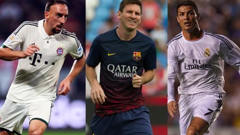 Ribery - Messi và Ronaldo - những ứng viên cho danh hiệu QBV FIFA 2013
