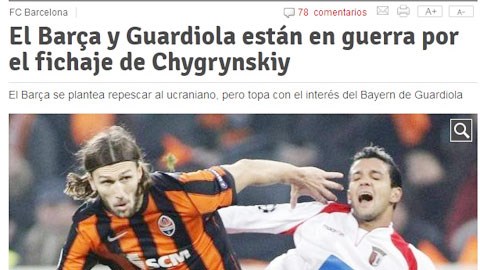 Tờ Mundo Deportivo tung tin Barca muốn mua lại Chygrynskiy (trái)