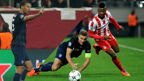 Cặp trung vệ Ferdinand - Vidic đã có trận đấu vô cùng tồi tệ trên sân của Olympiakos