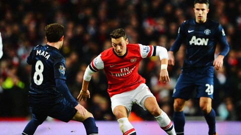 Mesut Oezil trong trận đấu với M.U