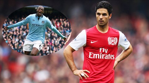 Hàng tiền vệ thiếu chiều sâu của Arsenal khó lòng đứng vững trước sức công phá của Yaya Toure (ảnh nhỏ) và đồng đội