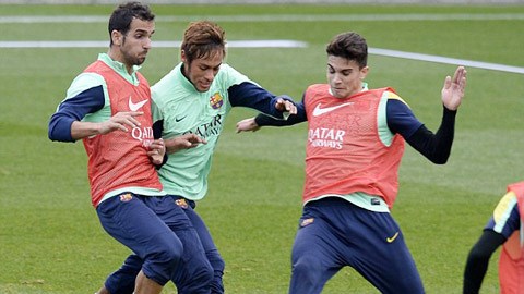 Những Montoya (trái), Neymar (giữa) và Bartra (phải) sẽ là nòng cốt của Barca trong tương lai gần 