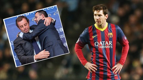Lên thay Rosell, Bartomeu (bên phải, ảnh nhỏ) muốn Messi tiếp tục là tâm điểm trong kế hoạch phục hưng Barca