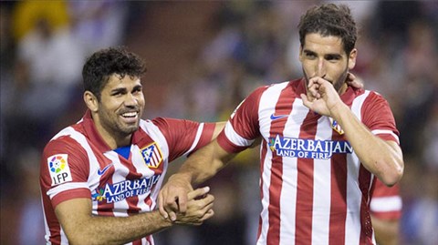 Raul Garcia (phải) đã chuẩn bị sẵn tinh thần để đá thay Costa trong trận chung kết Champions League sắp tới