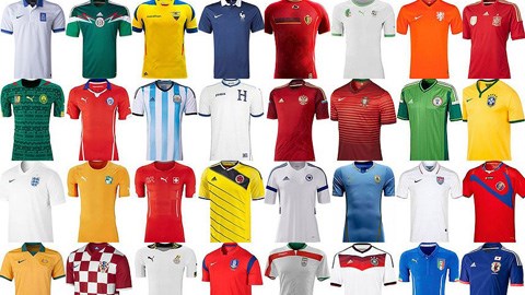 Mẫu áo đấu 32 đội tuyển tại World Cup 2014