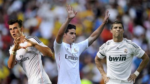 Bale (trái), Rodriguez (giữa) và Ronaldo