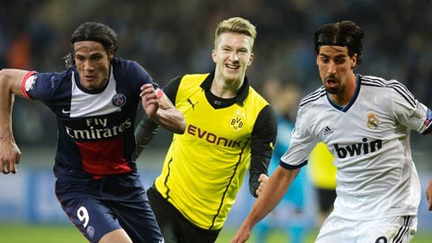 Từ trái qua phải: Edinson Cavani - Marco Reus - Sami Khedira