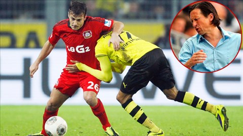 Thày trò HLV Roger Schmidt (ảnh nhỏ) khó lòng giành điểm trước Dortmund 