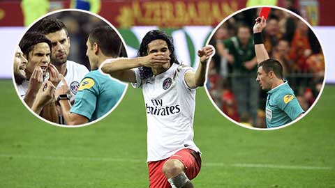 Cavani bị đuổi khỏi sân vì… lỡ ăn mừng kiểu bắn súng! Cavani bị đuổi khỏi sân vì… lỡ ăn mừng kiểu bắn súng!