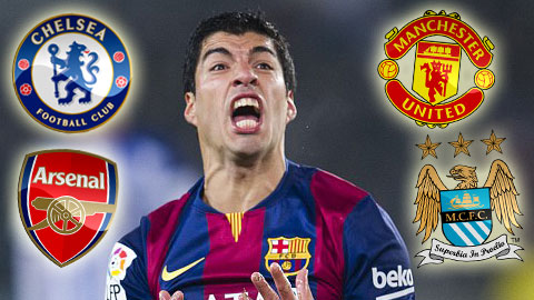 Chelsea, Arsenal, M.U và Man City là những đội đang rất quan tâm đến Suarez