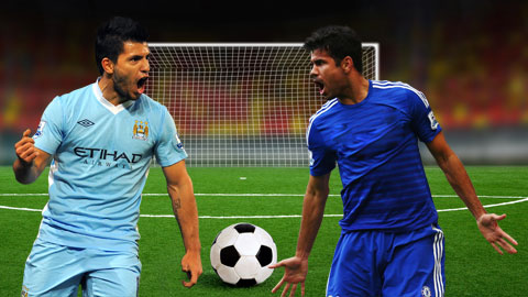Cả Aguero lẫn Costa đều đang có 14 bàn thắng tại Premier League mùa này