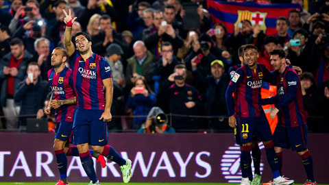 Barca giành chiến thắng nhờ các pha lập công của Suarez, Neymar và Messi