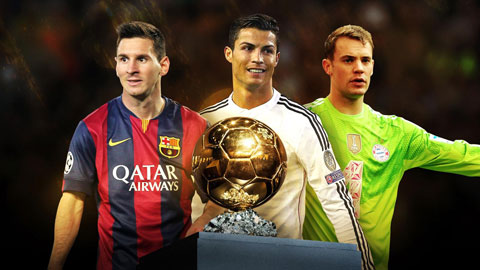 Messi, Ronaldo, Neuer là 3 ứng viên cho giải Quả Bóng Vàng FIFA