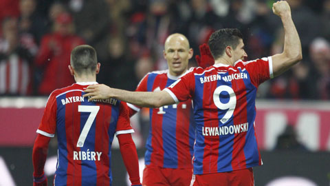 Bayern giành 3 điểm dễ dàng ở Allianz Arena