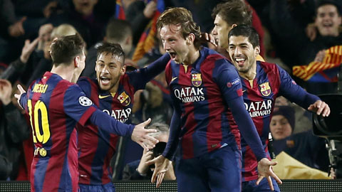 Niềm vui chiến thắng của các cầu thủ Barca