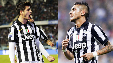 Morata (trái) và Pereyra, 2 bản hợp đồng thành công của Juventus mùa này