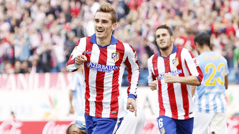Cú đúp ở trận gặp Malaga sẽ tiếp thêm động lực để Griezmann (trái) tỏa sáng trước Real đêm mai