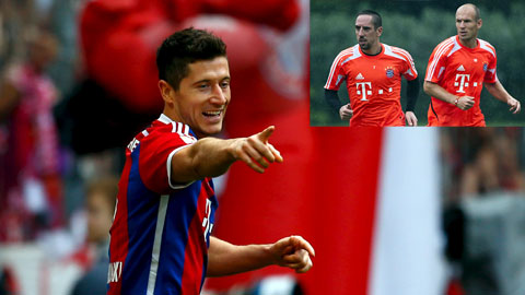 Vắng Robben và Ribery (ảnh nhỏ), các pha bóng tấn công của Bayern sẽ được dồn nhiều cho Lewandowski