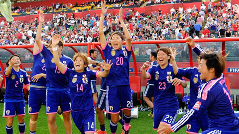 Niềm vui chiến thắng của các cầu thủ Nữ Nhật Bản