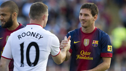 Rooney và đồng đội thường chơi tốt khi gặp Barca ở các trận giao hữu