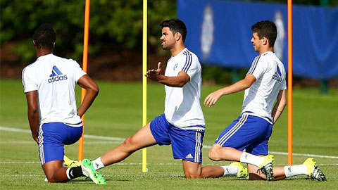 Costa trong buổi tập mới đây của Chelsea