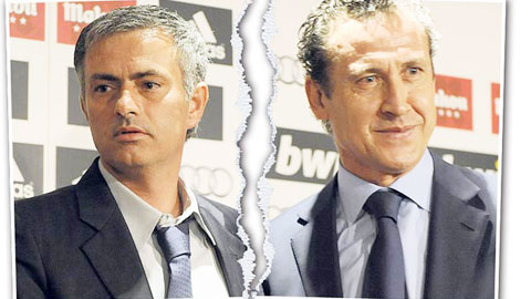 Scandal với Valdano (phải) là một trong nhiều vụ gây chuyện với chính người ở CLB của Mourinho