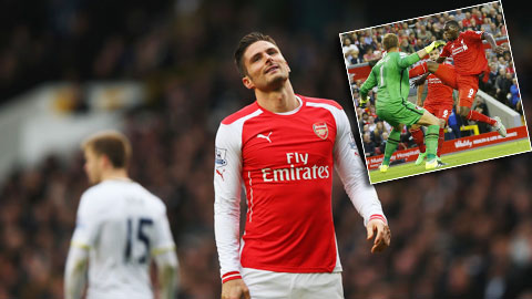 Cả Arsenal và Liverpool đành phải đặt niềm tin vào các tiền đạo “tầm tầm” là Giroud và Benteke (ảnh nhỏ)