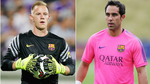 Cả Bravo và Ter Stegen (trái) đều sa sút, không đáng tin cậy với Barca