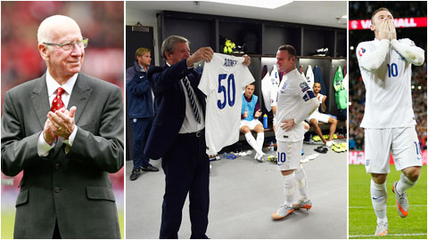 Chiếc áo kỷ niệm cột mốc ghi 50 bàn cho ĐT Anh của Rooney
