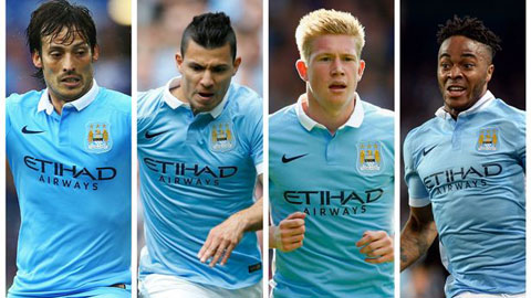 Aguero, Sterling, De Bruyne và Silva là những cầu thủ quan trọng bậc nhất của Man City