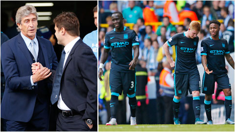 HLV Pellegrini (bên trái) có lý do để giải thích cho những thất bại gần đây của Man City